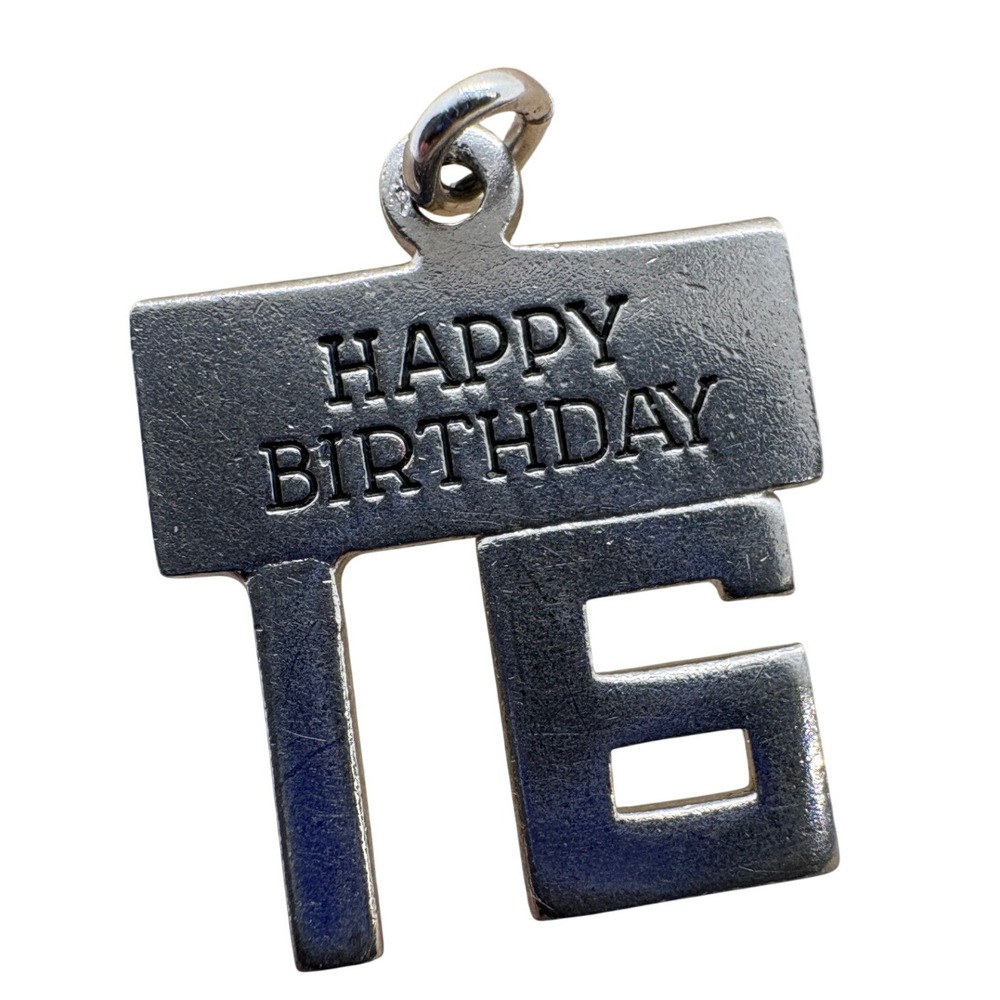 Vintage Wells Sterling Silver Happy Birthday 16 Charm Sweet Sixteen Pendant 1.5g